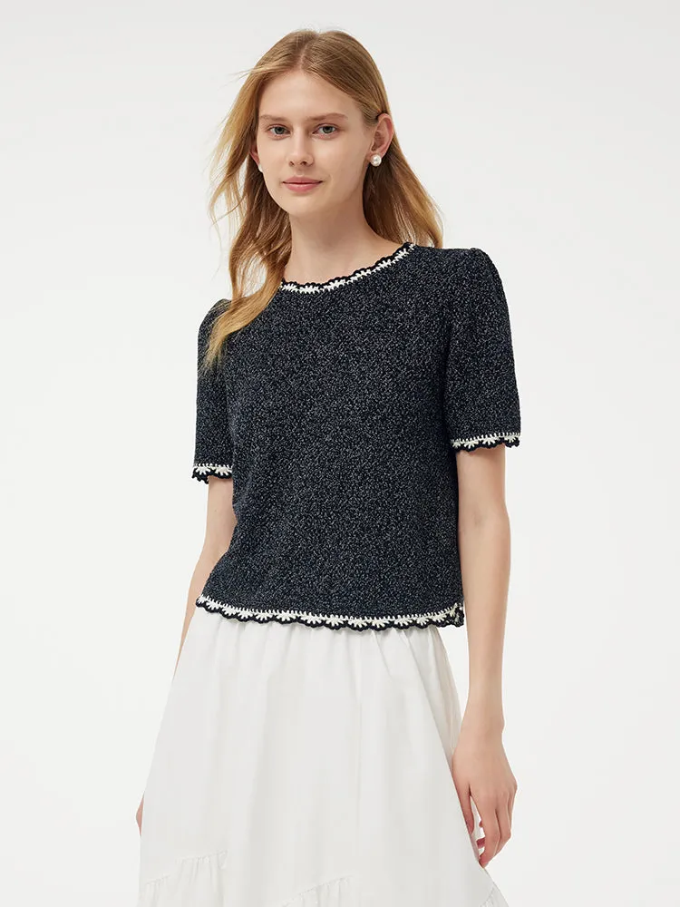Cotton Glitter Women Knit Top sold by Goelia