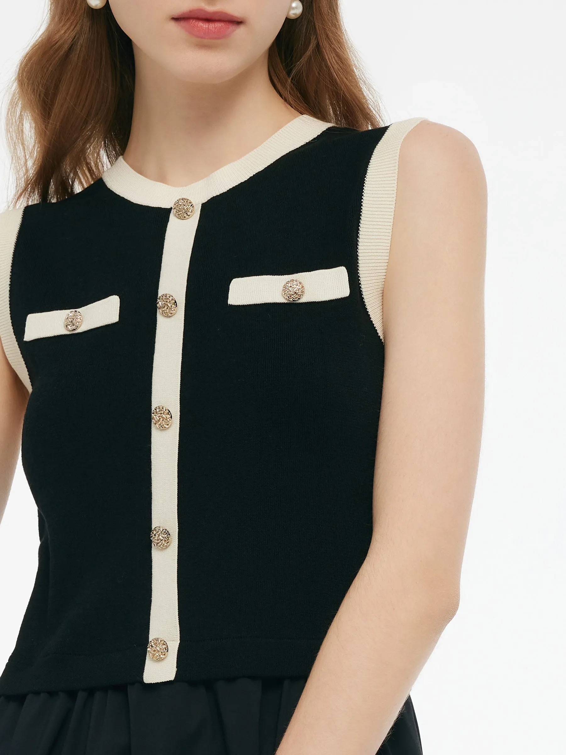 Lyocell Contrast Trim Patchwork Women Vest Midi Dress sold by Goelia product image thumbnail 5