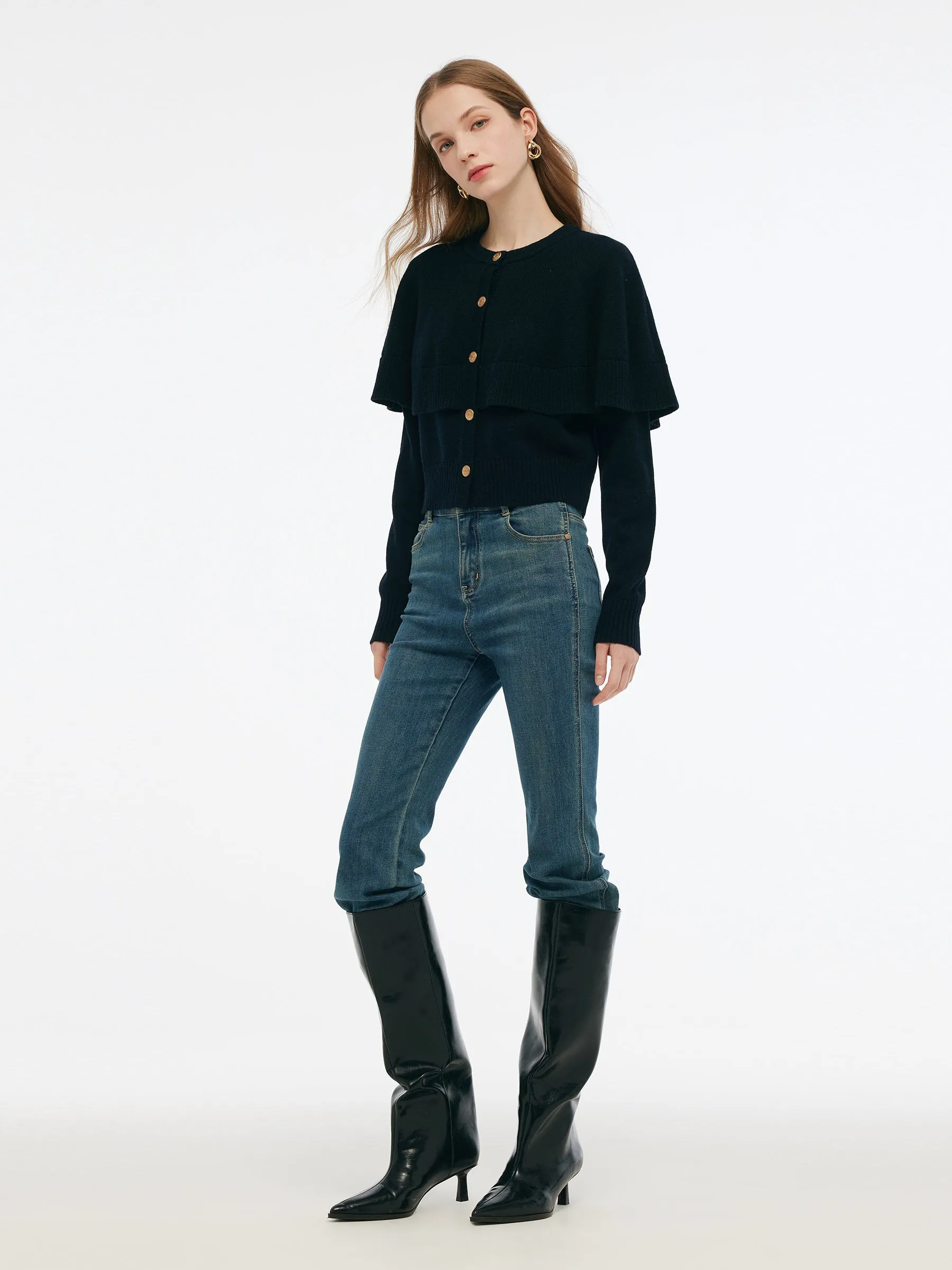 Wool Blend Women Cape Cardigan sold by Goelia product image thumbnail 2