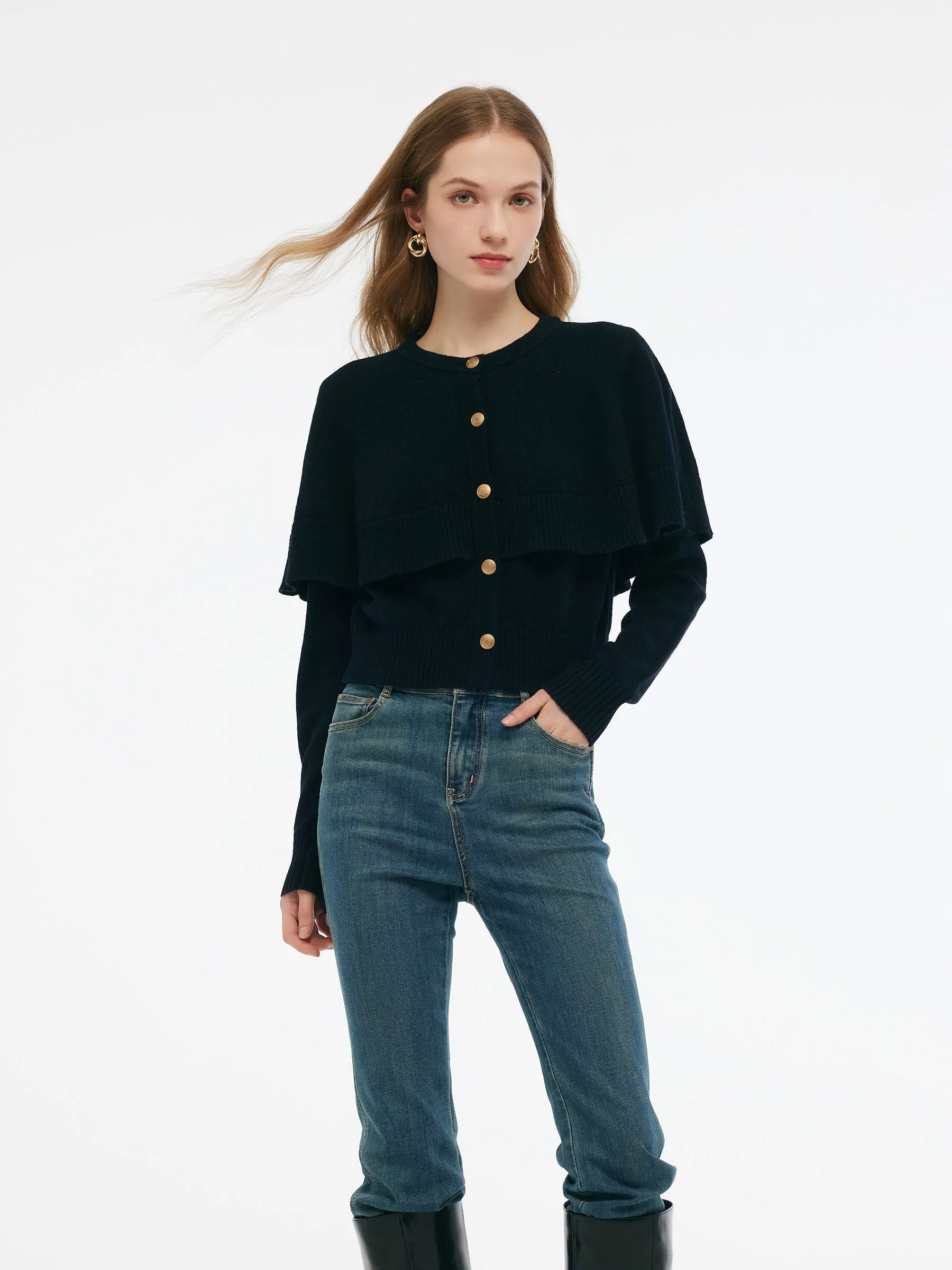 Wool Blend Women Cape Cardigan sold by Goelia