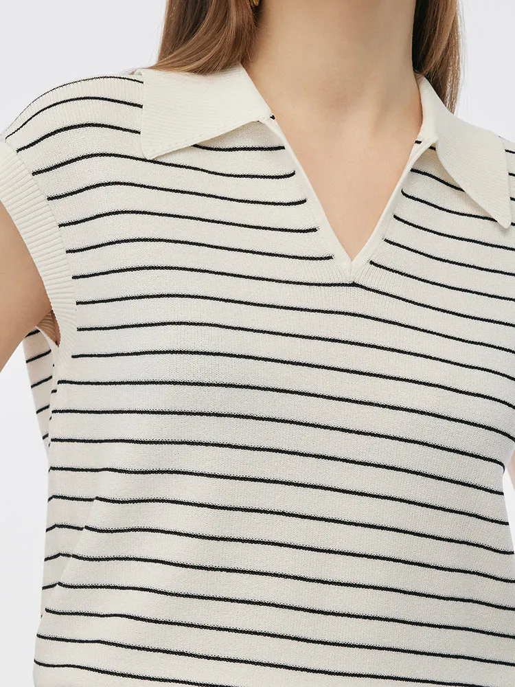Tencel Stripe Women Cap Sleeve Knit Top sold by Goelia product image thumbnail 5