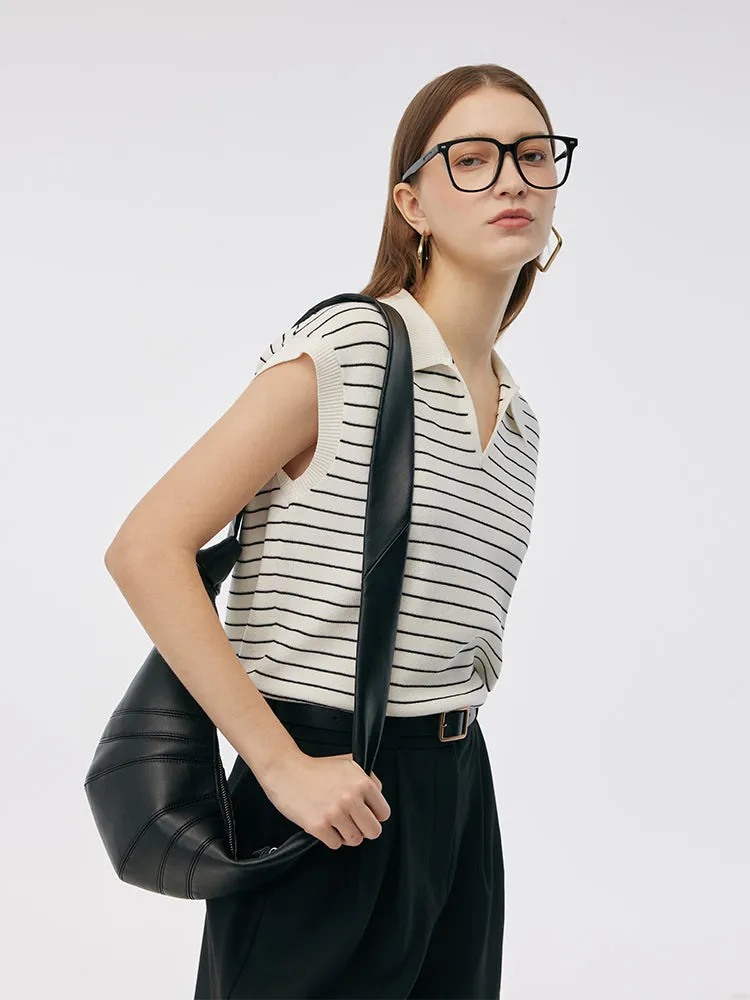 Tencel Stripe Women Cap Sleeve Knit Top sold by Goelia product image thumbnail 4