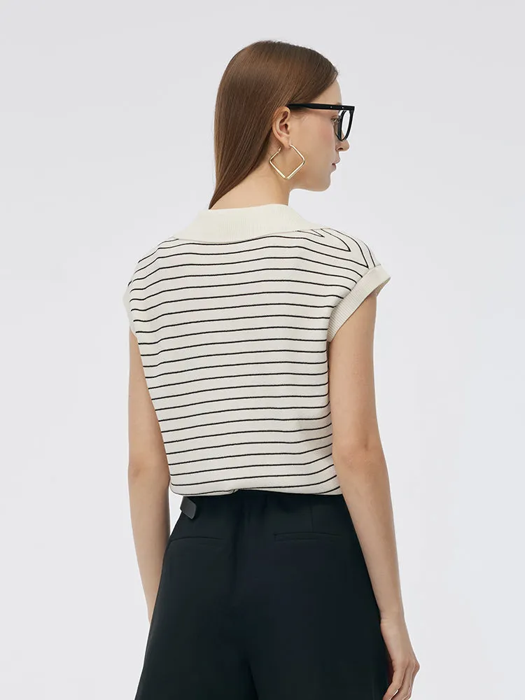 Tencel Stripe Women Cap Sleeve Knit Top sold by Goelia product image thumbnail 3