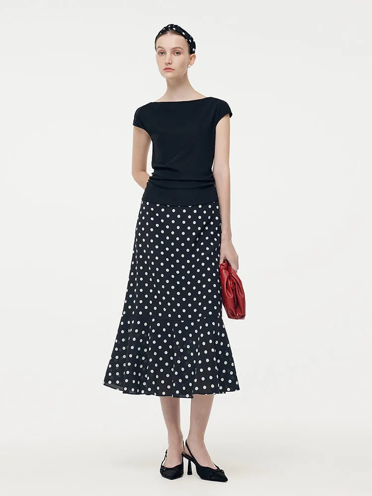 Acetate Knit Top And 16 MM Mulberry Slik Polka Dots Skirt Two-Piece Set sold by Goelia product image thumbnail 2