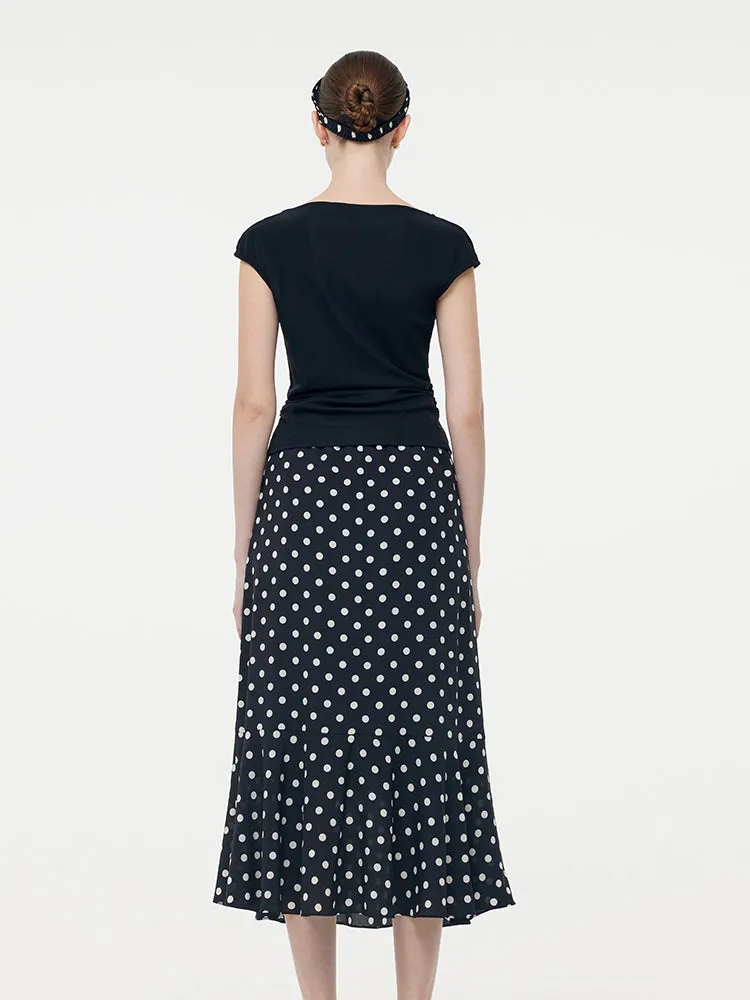Acetate Knit Top And 16 MM Mulberry Slik Polka Dots Skirt Two-Piece Set sold by Goelia product image thumbnail 3