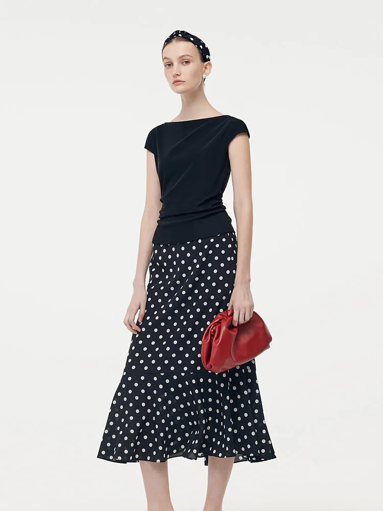 Acetate Knit Top And 16 MM Mulberry Slik Polka Dots Skirt Two-Piece Set sold by Goelia