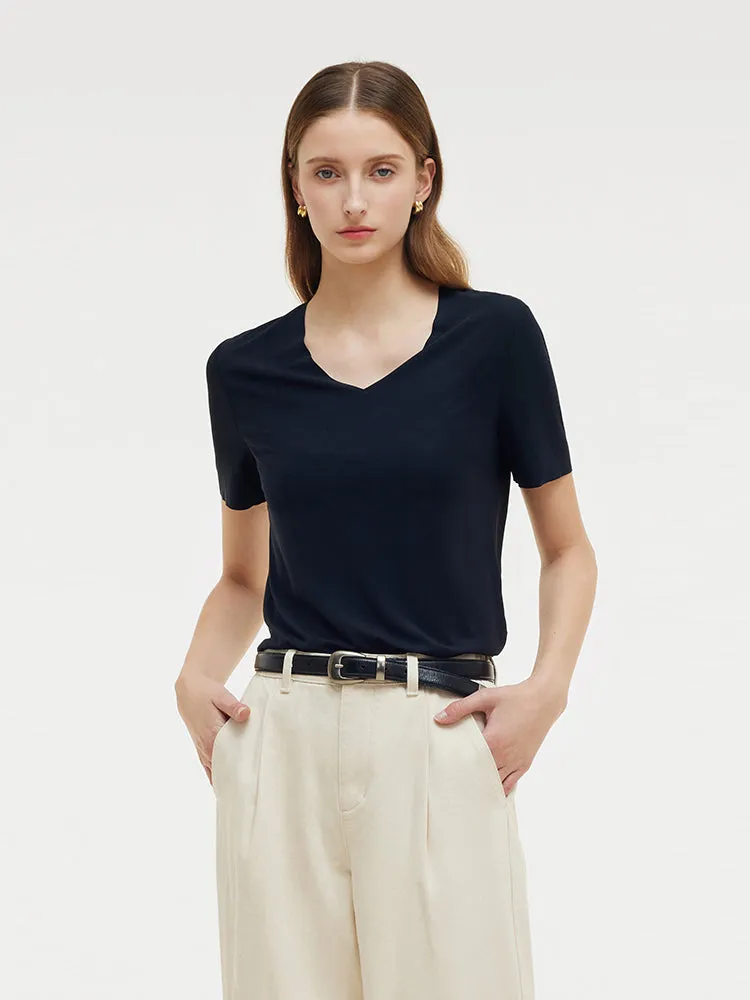 Two-pack (Black & White) Modal V-Neck Unisex T-Shirt sold by Goelia