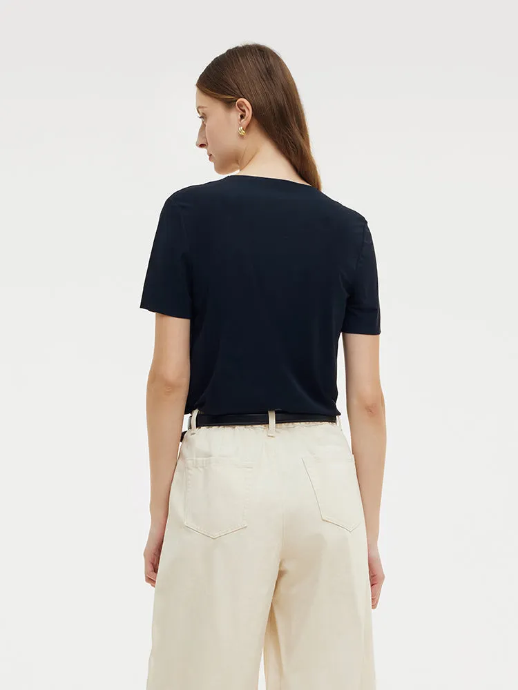 Two-pack (Black & White) Modal V-Neck Unisex T-Shirt sold by Goelia product image thumbnail 4