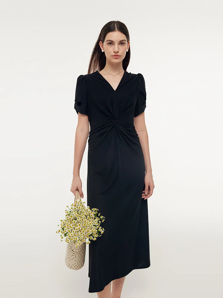 Acetate Twist Front Women Knit Maxi Dress With Hairband sold by Goelia product image thumbnail 4
