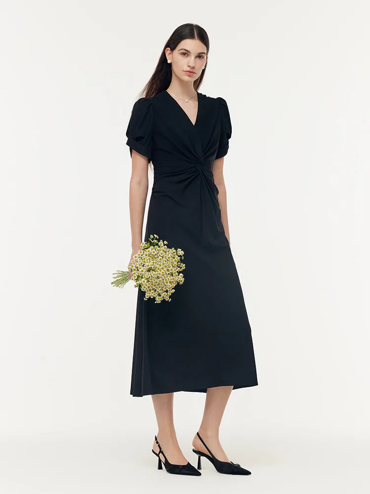 Acetate Twist Front Women Knit Maxi Dress With Hairband sold by Goelia product image thumbnail 2