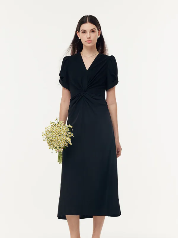 Acetate Twist Front Women Knit Maxi Dress With Hairband sold by Goelia