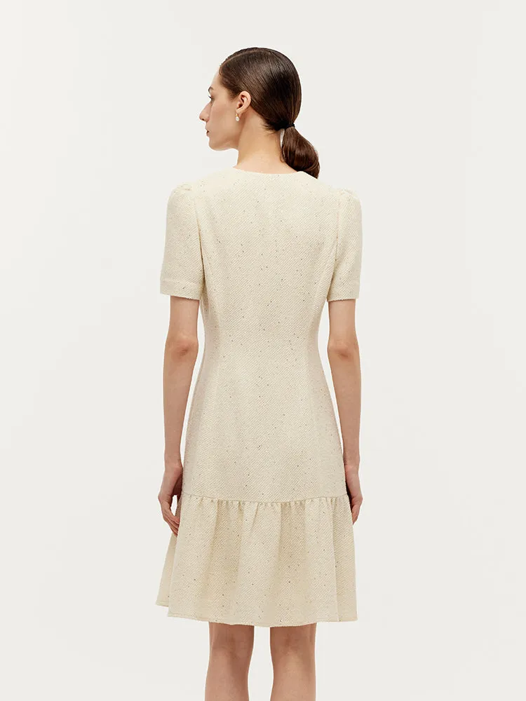 Tweed Sequins V-Neck Ruffle Hem Women Mini Dress sold by Goelia product image thumbnail 4