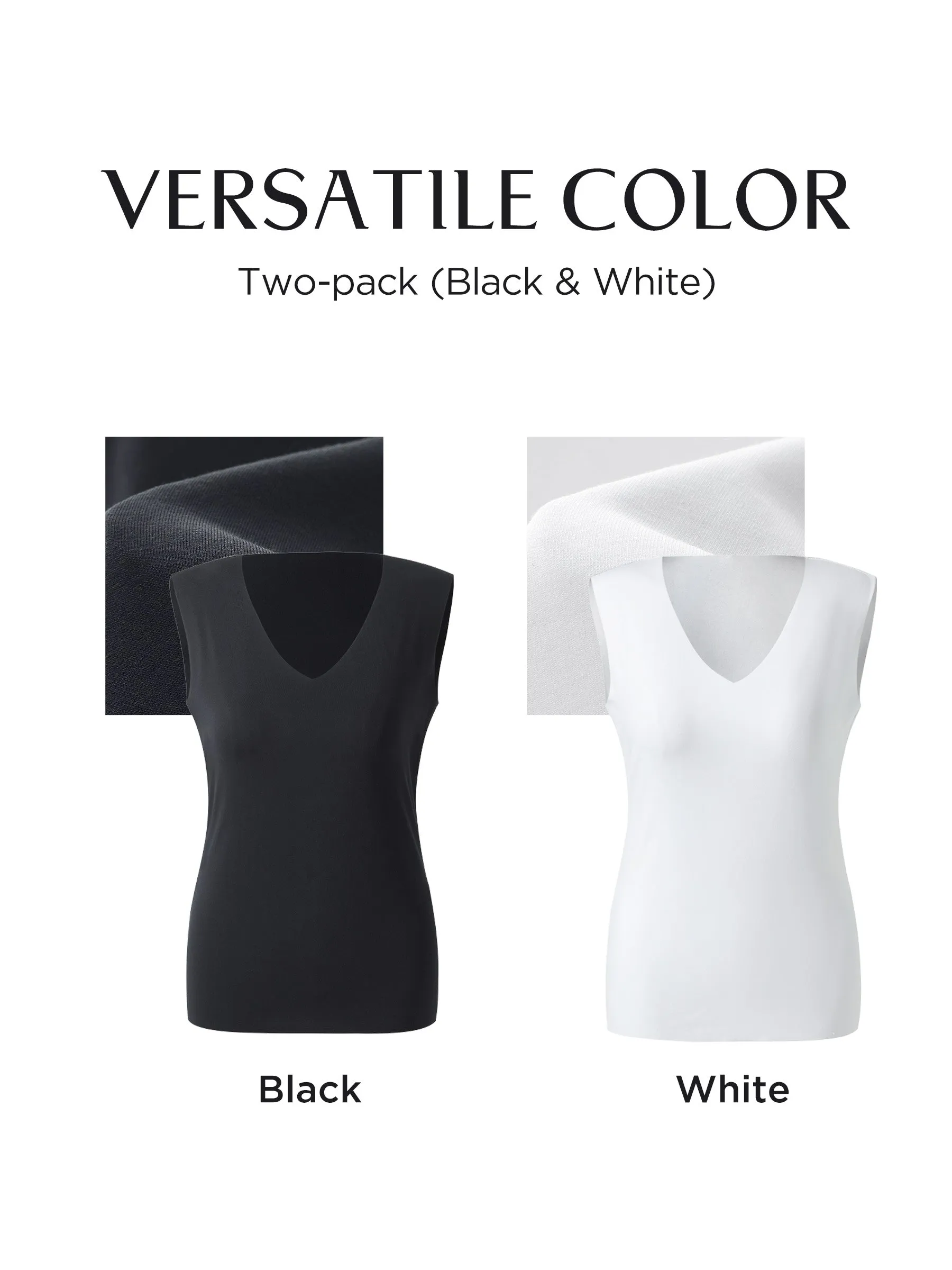 Two-pack (Black & White) Modal V-Neck Women Tank Top sold by Goelia product image thumbnail 3