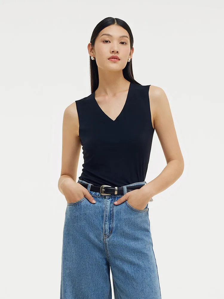 Two-pack (Black & White) Modal V-Neck Women Tank Top sold by Goelia product image thumbnail 2