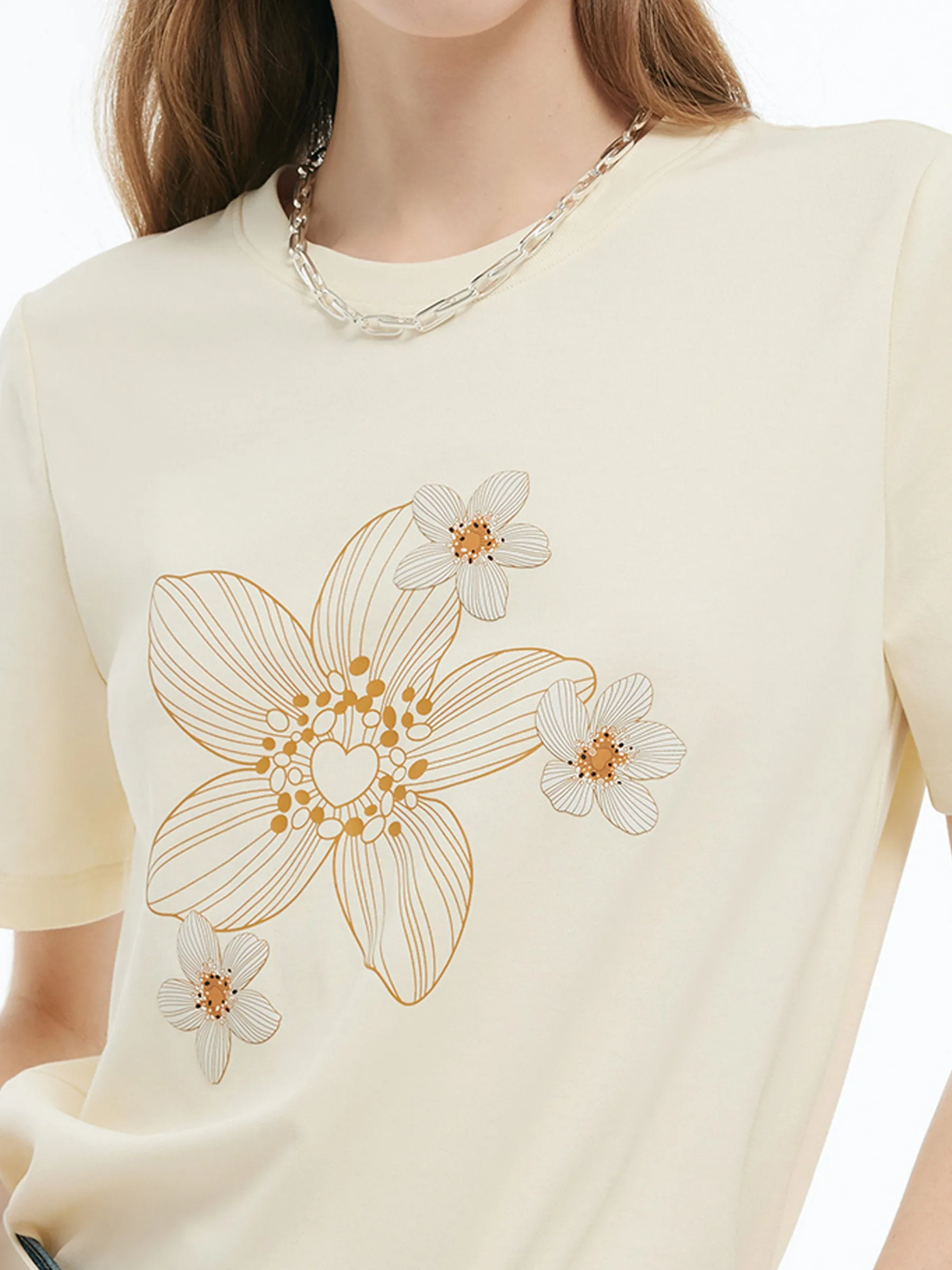 Flower Print Women Knit T-Shirt sold by Goelia product image thumbnail 5