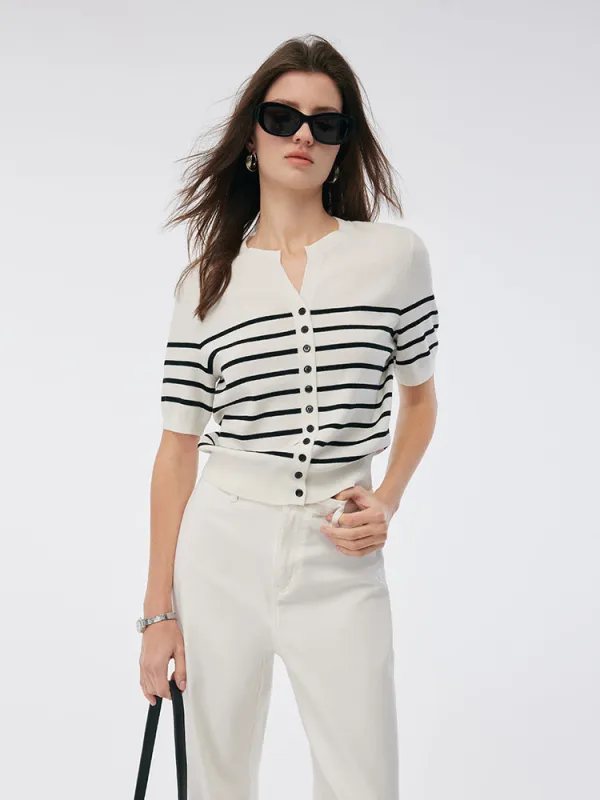 Lyocell-blend Women Short Sleeve Cardigan sold by Goelia