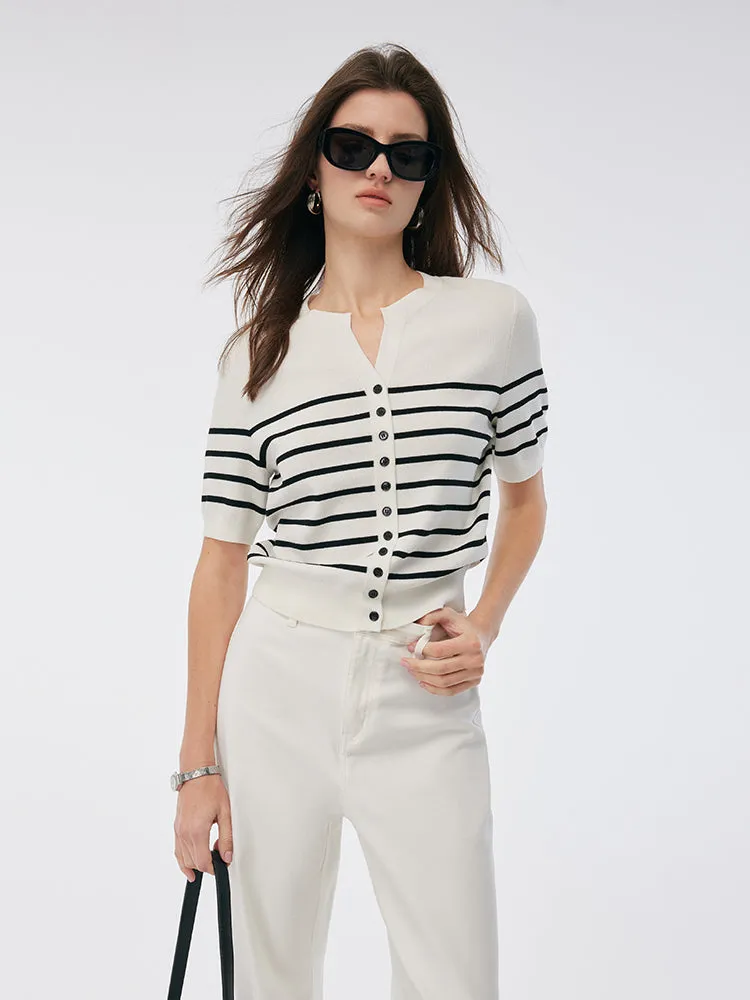 Lyocell-blend Women Short Sleeve Cardigan sold by Goelia