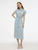 22MM Mulberry Silk Stretch Women Maxi Shirt Dress With Belt sold by Goelia