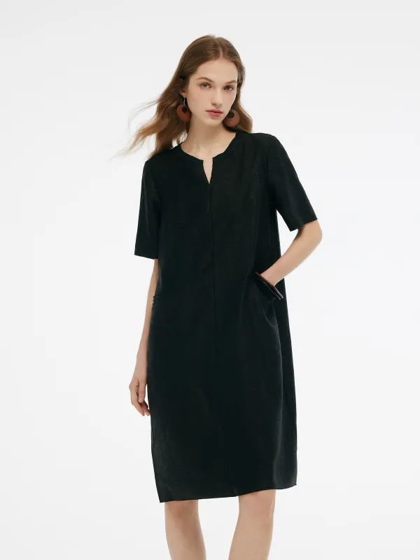 18MM Xiang Yun Silk Pockets Women Loose Fit Midi Dress sold by Goelia