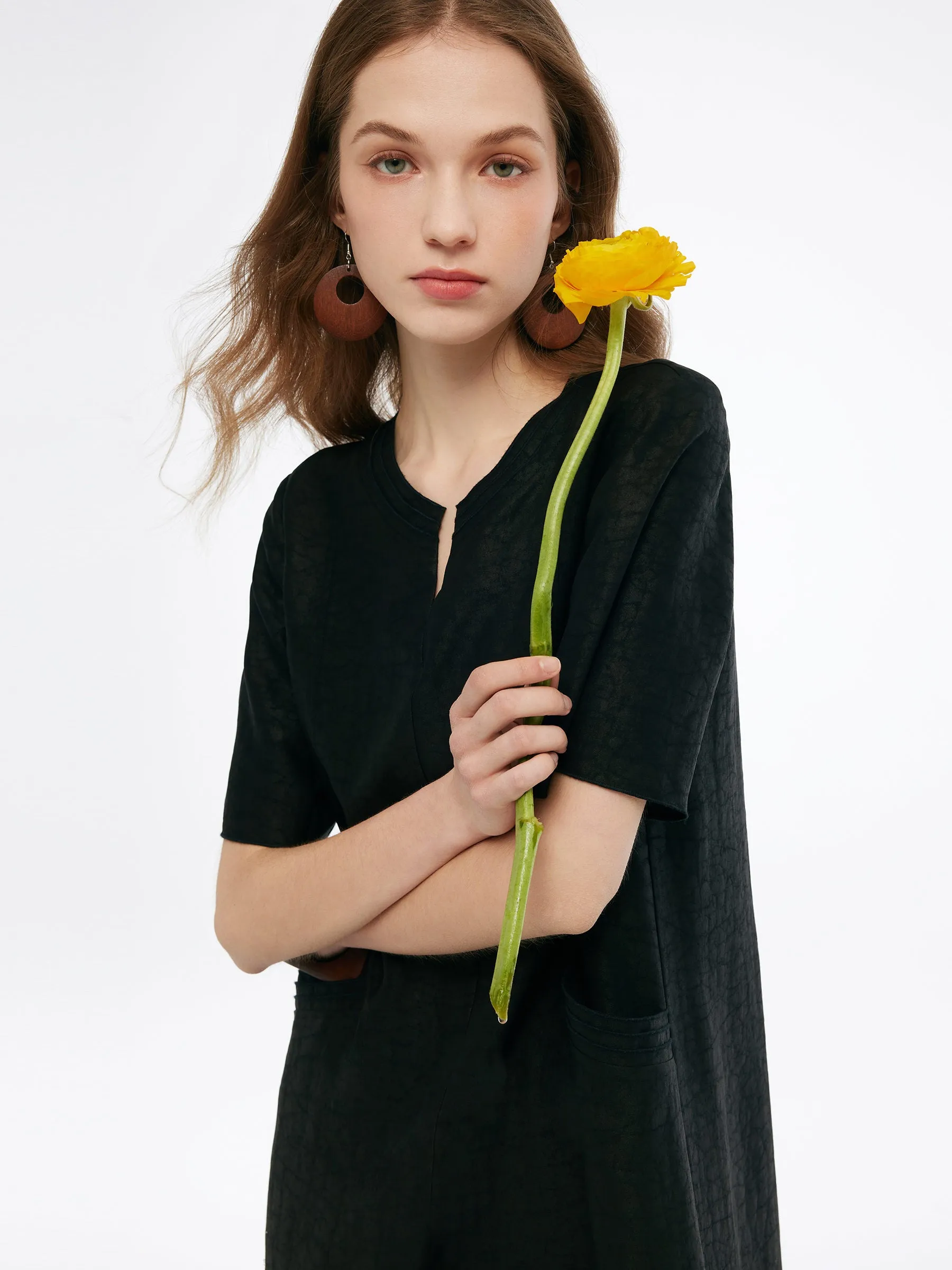 18MM Xiang Yun Silk Pockets Women Loose Fit Midi Dress sold by Goelia product image thumbnail 5