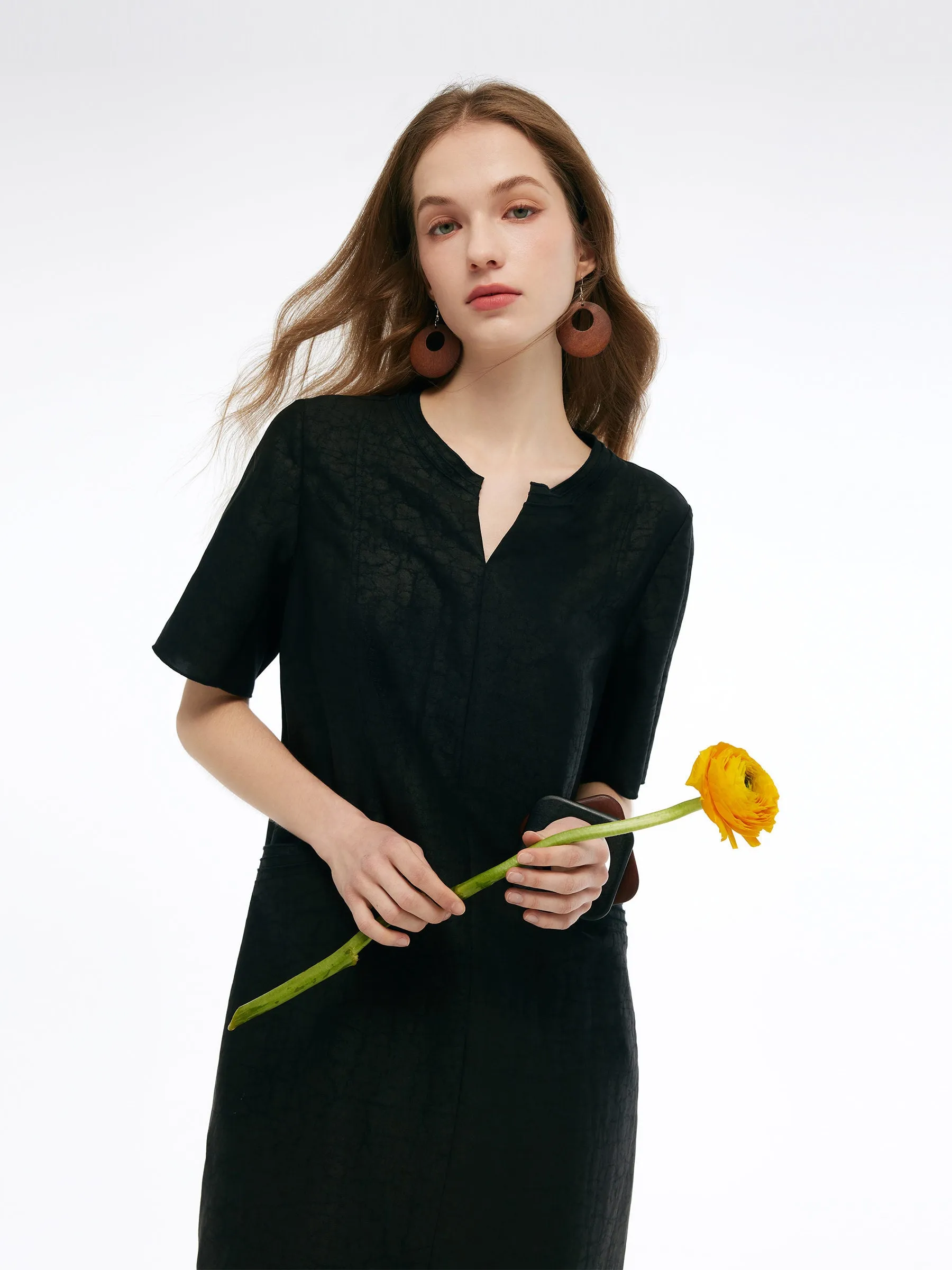 18MM Xiang Yun Silk Pockets Women Loose Fit Midi Dress sold by Goelia product image thumbnail 4