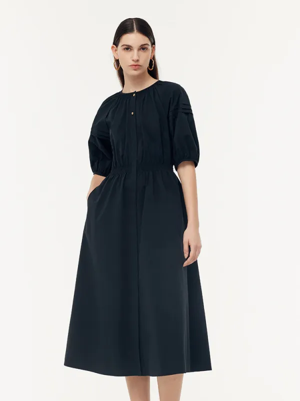 Gathered Waist Puff Sleeve Women Maxi Dress sold by Goelia