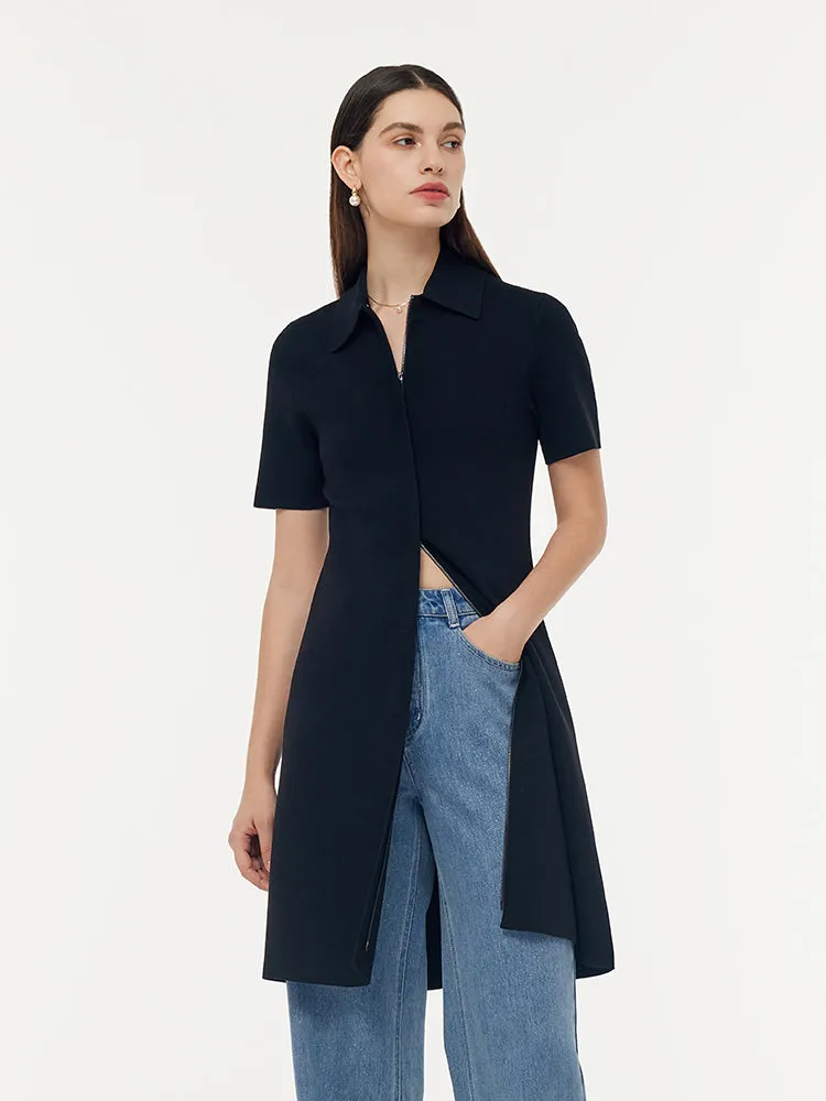 Zip-Up Gathered Waist Women Convertible Knit Mini Dress sold by Goelia product image thumbnail 2