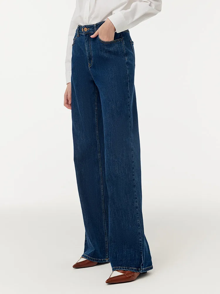 Denim Adjustable Waist Women Straight Jeans sold by Goelia product image thumbnail 4