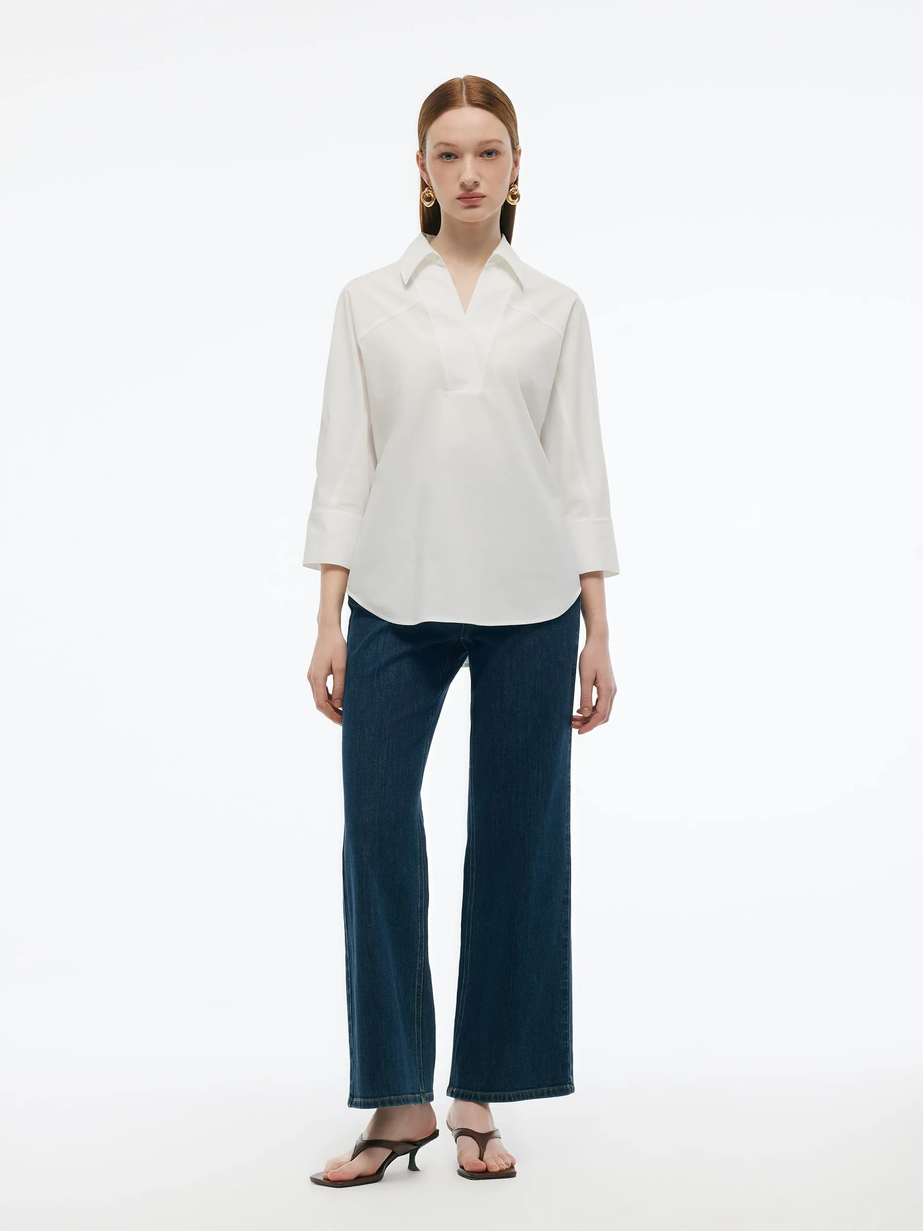 V-Neck Back Slit Women 3/4 Sleeve Blouse sold by Goelia product image thumbnail 4