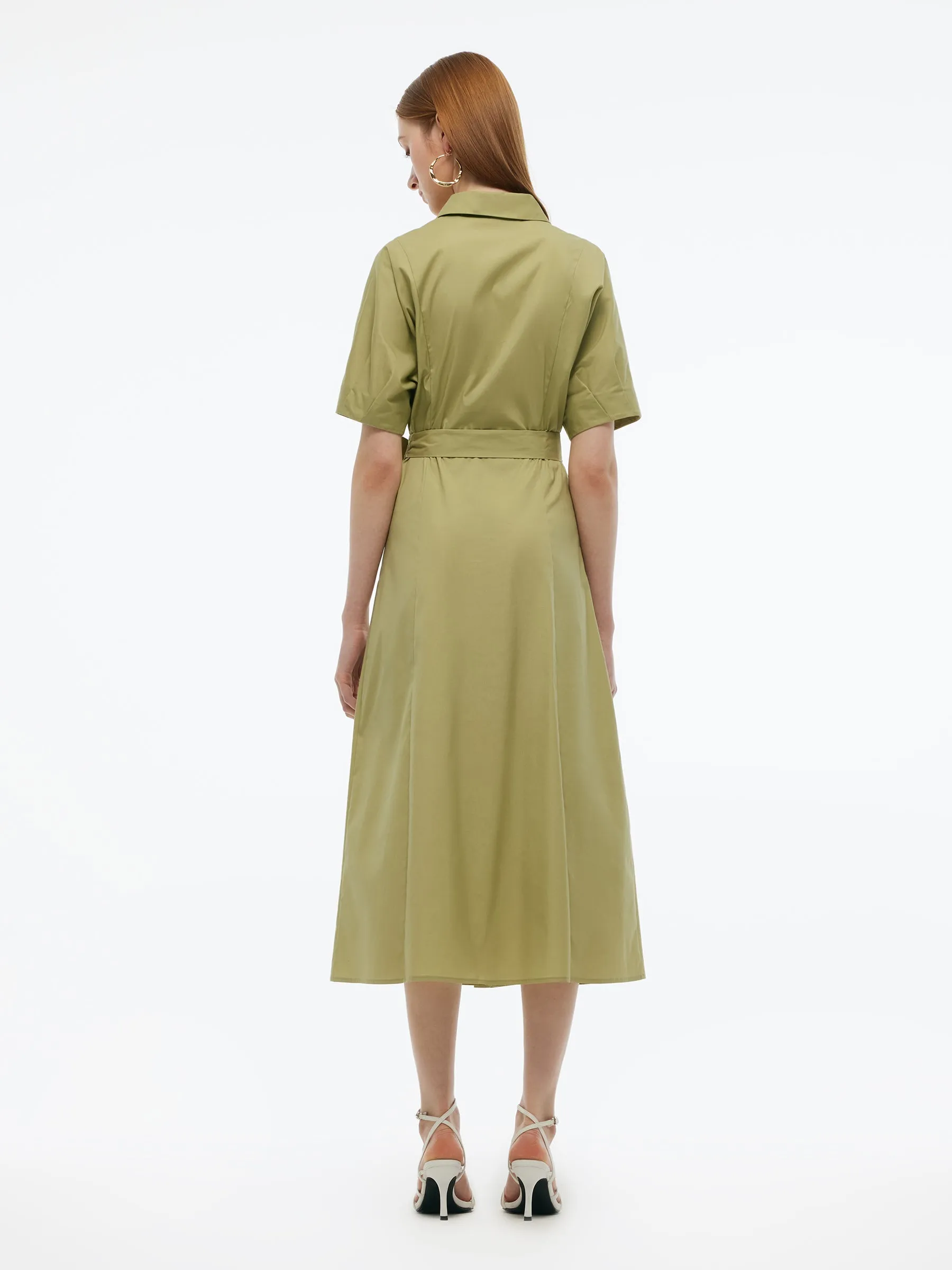 Gathered Waist Stretch Women Maxi Shirt Dress With Belt sold by Goelia product image thumbnail 3