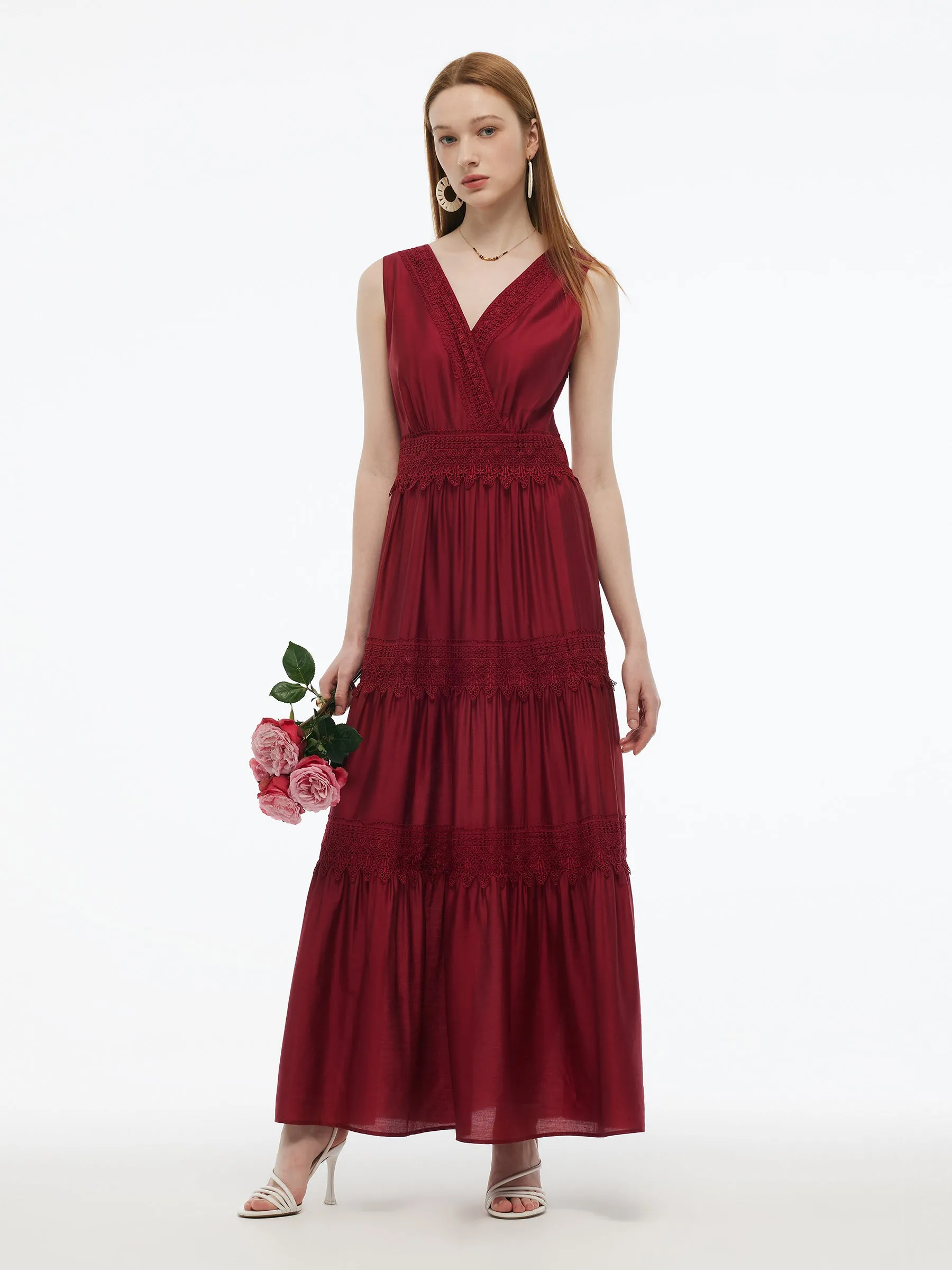 Tencel Lace Trim Women Maxi Vest Dress sold by Goelia product image thumbnail 5