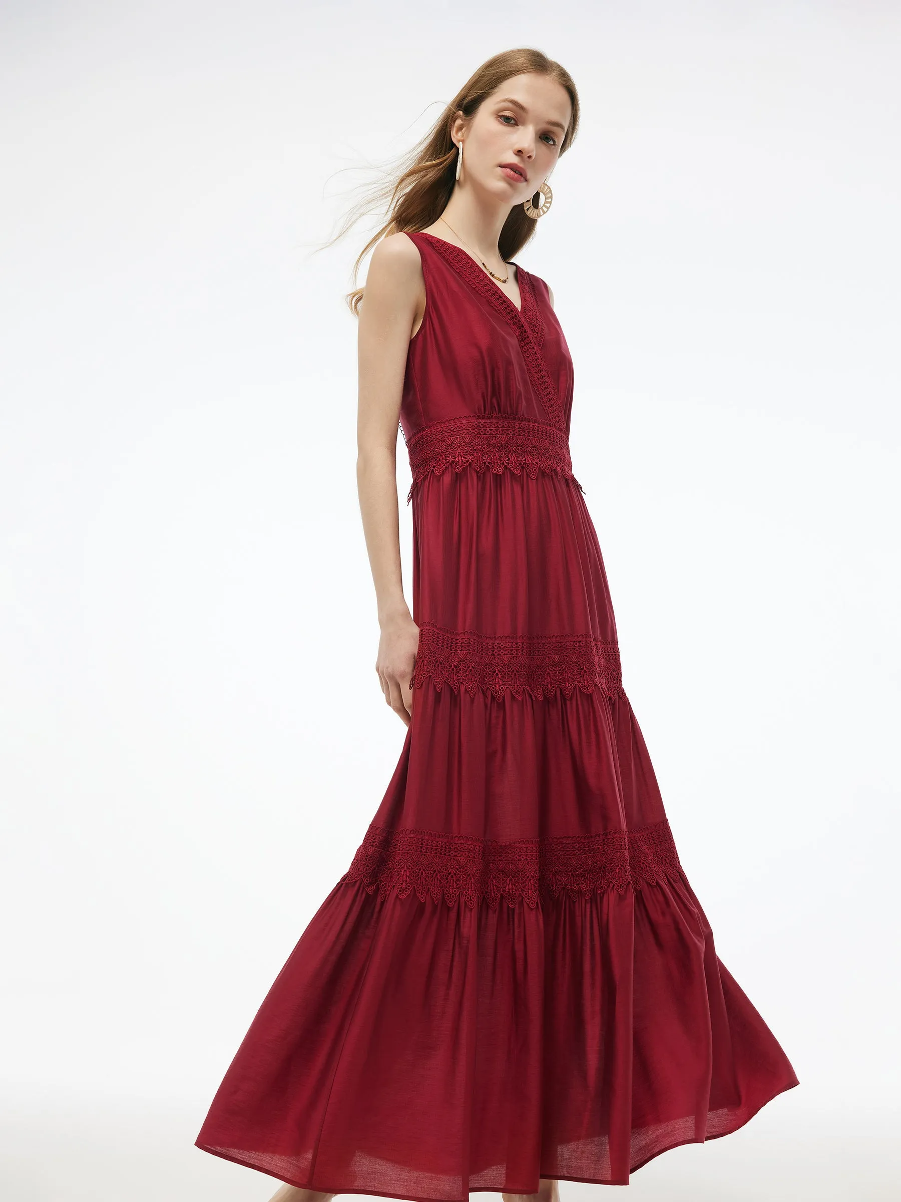 Tencel Lace Trim Women Maxi Vest Dress sold by Goelia product image thumbnail 4