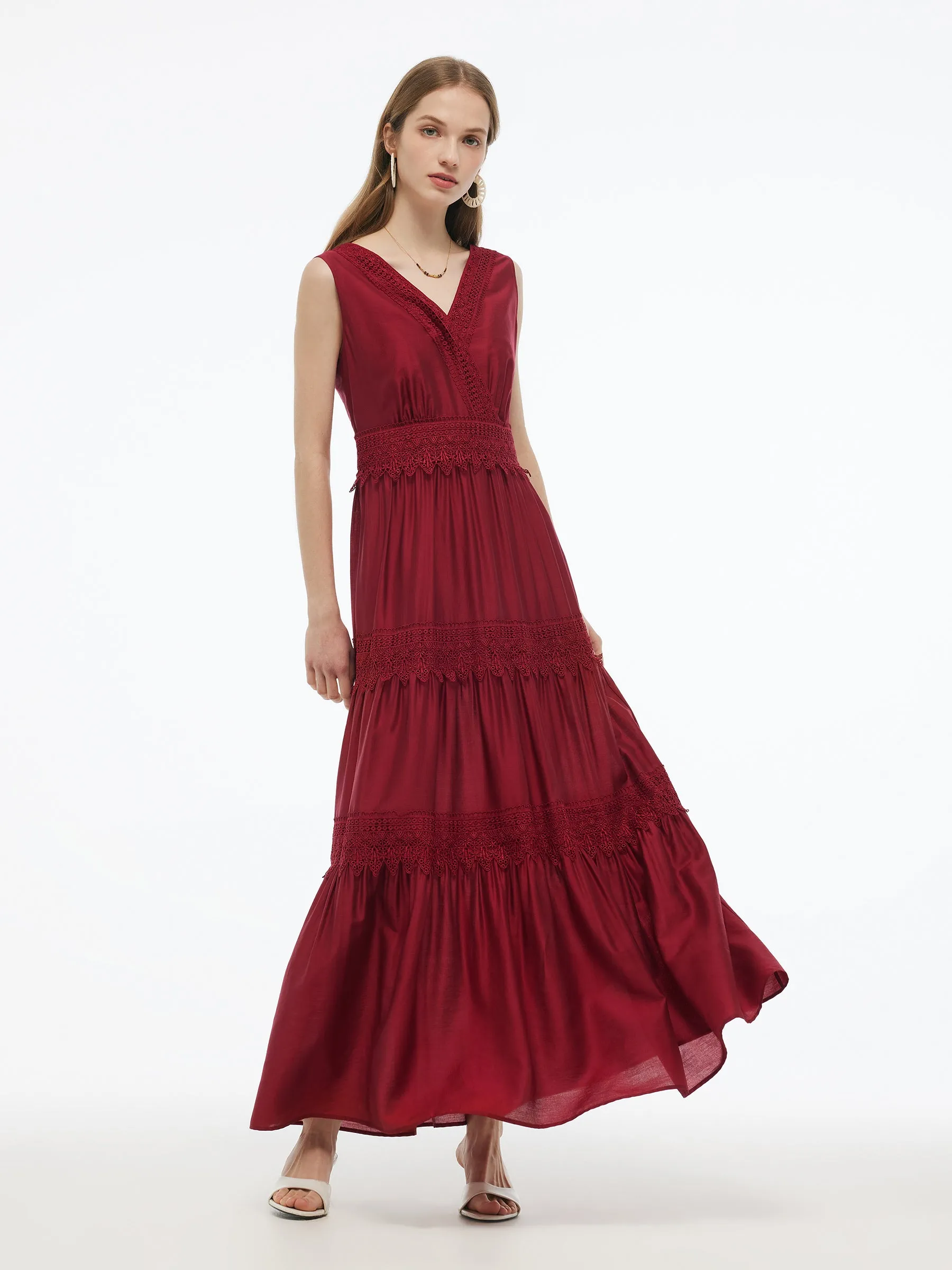 Tencel Lace Trim Women Maxi Vest Dress sold by Goelia product image thumbnail 2