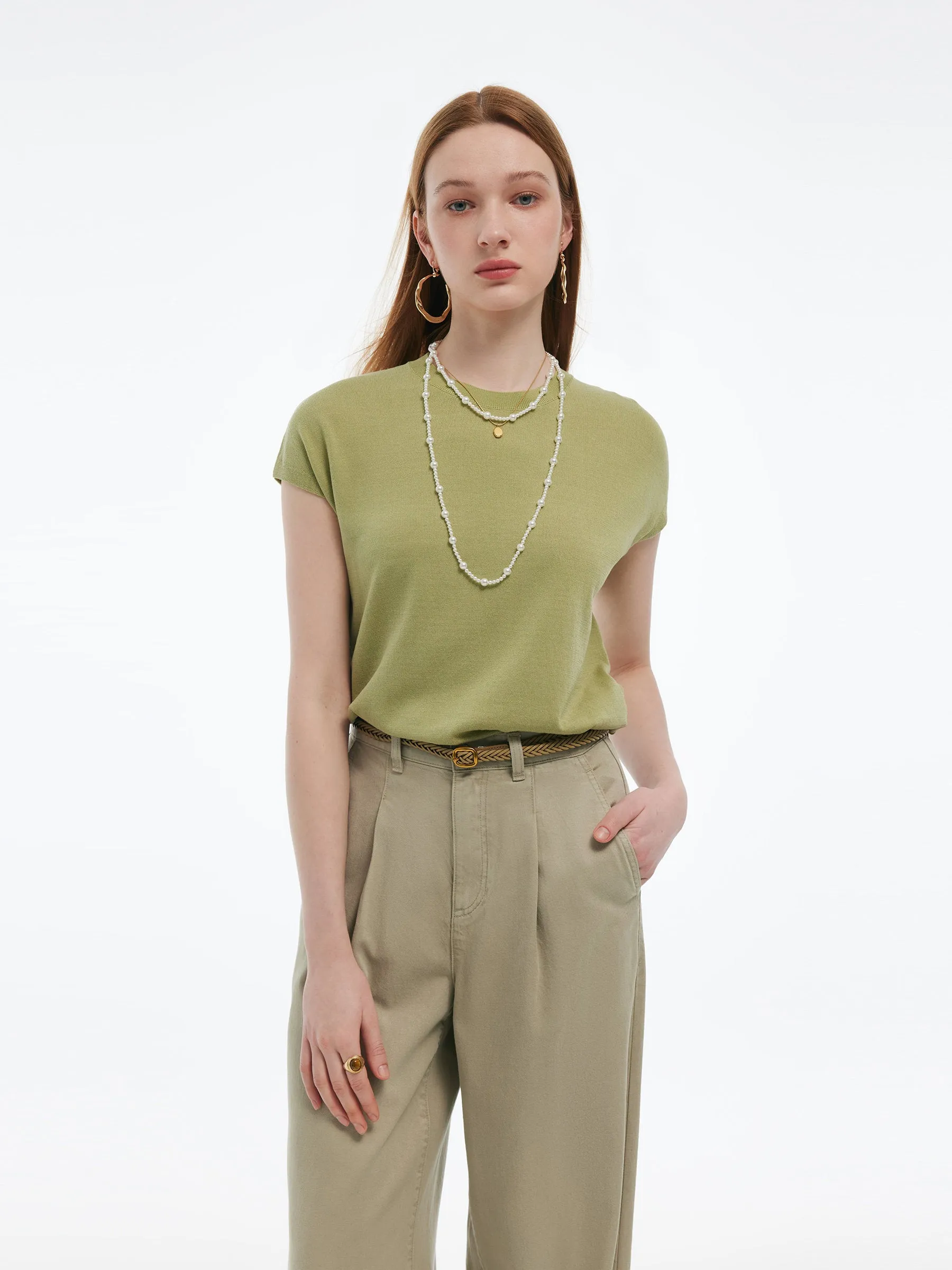 Lyocell-acetate Blend Women Pullover Knit Top sold by Goelia