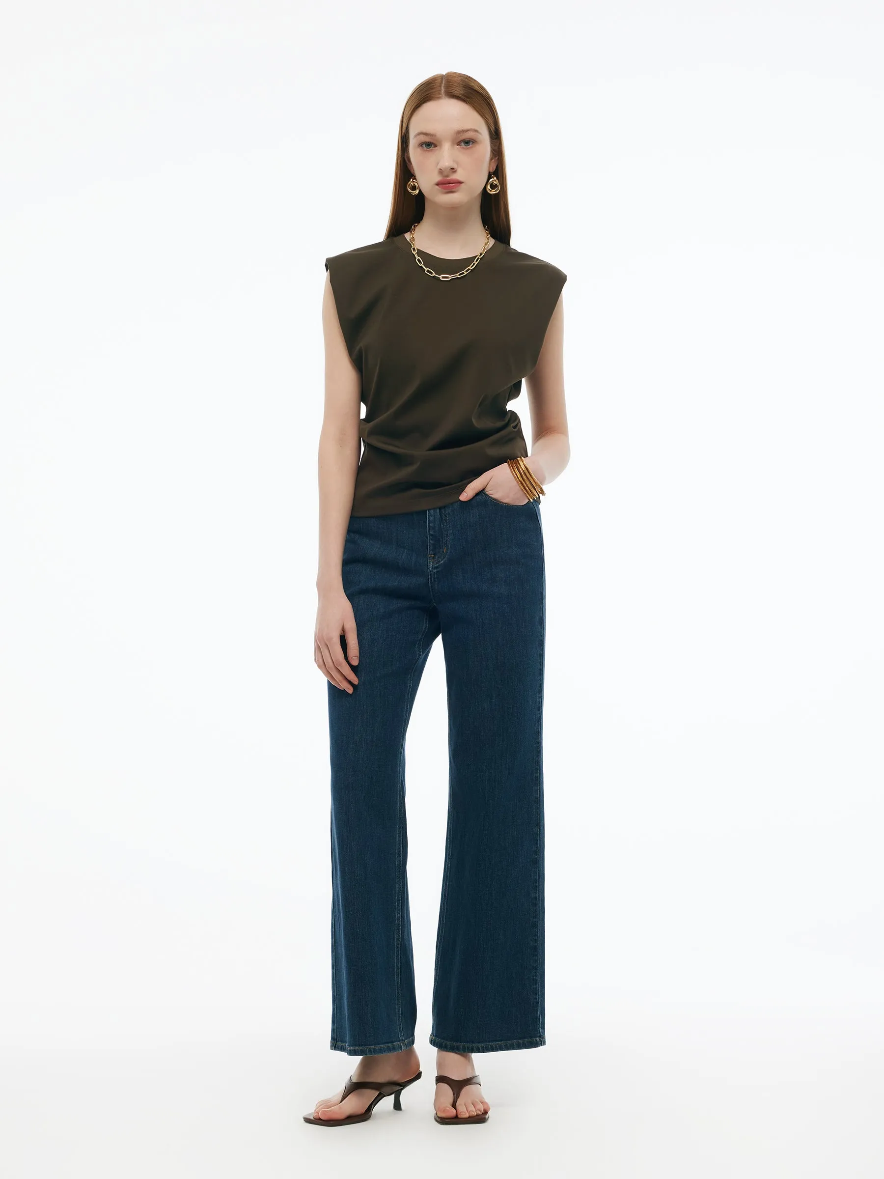 Tencel-blend Ruched Waist Women Knit Tank Top sold by Goelia product image thumbnail 2