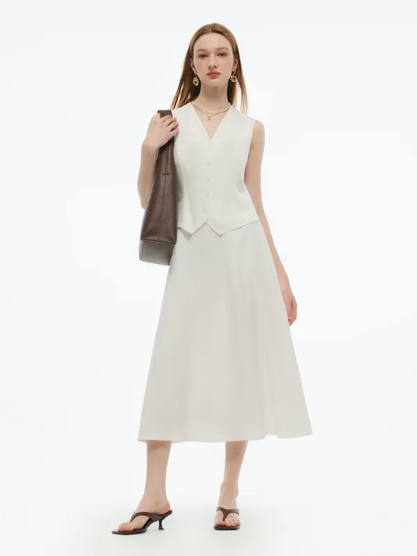 100% Acetate Faux Two-Piece Women Vest Maxi Dress sold by Goelia