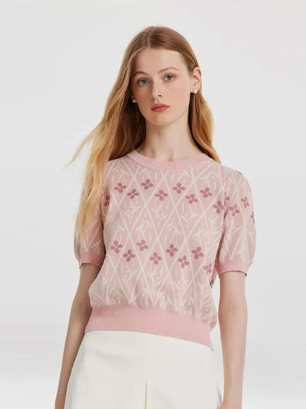 Tencel And Woolen Jacquard Women Knit Top sold by Goelia