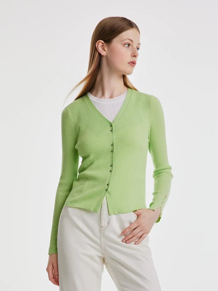 Solid Slim Woolen Cardigan sold by Goelia