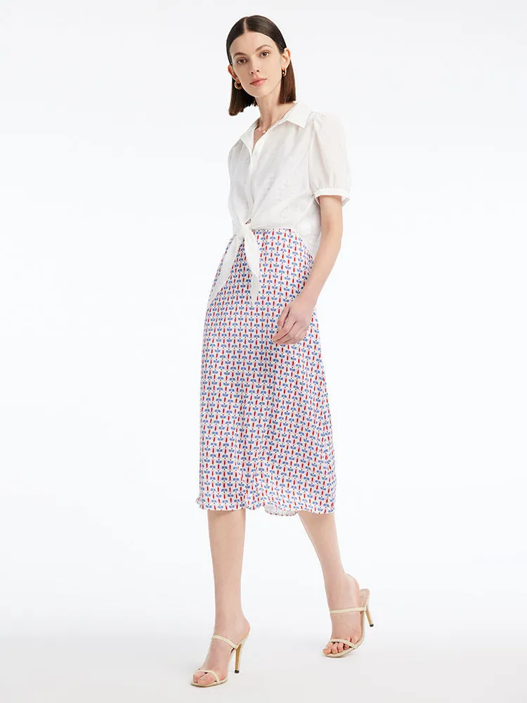 White Tencel Crop Shirt sold by Goelia product image thumbnail 2