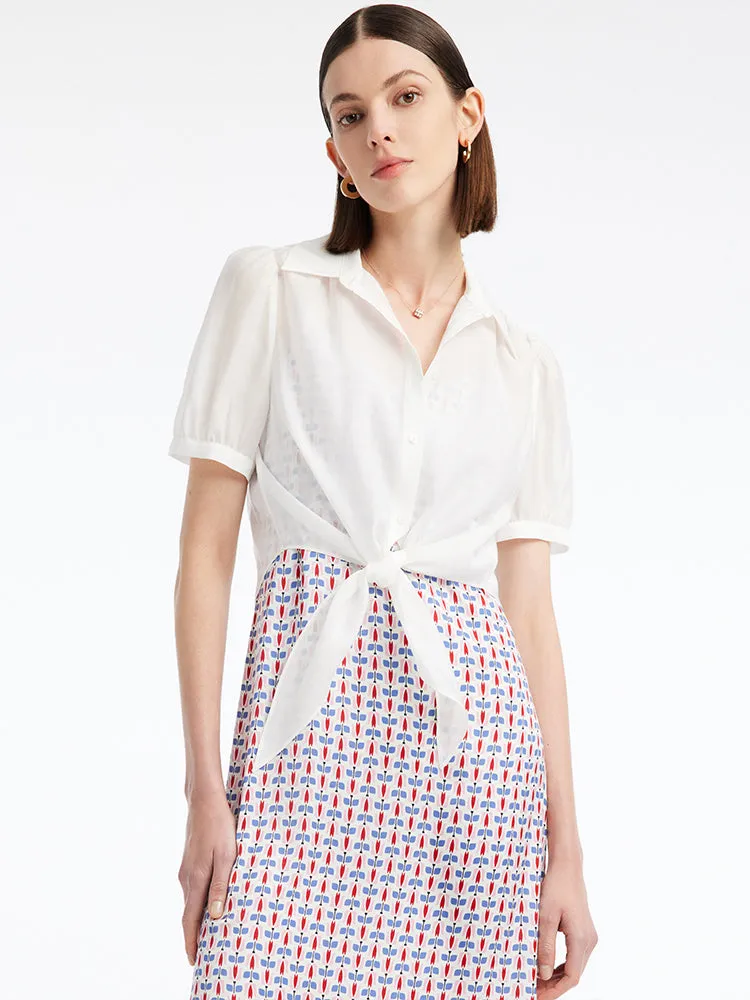 White Tencel Crop Shirt sold by Goelia product image thumbnail 4