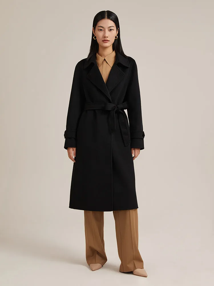 Black Double Face Cashmere Long Women Coat sold by Goelia product image thumbnail 2