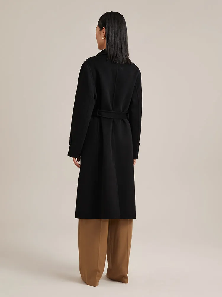 Black Double Face Cashmere Long Women Coat sold by Goelia product image thumbnail 3