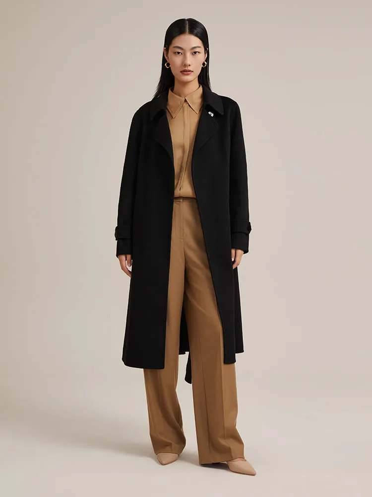 Black Double Face Cashmere Long Women Coat sold by Goelia