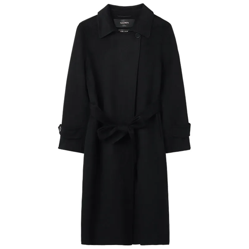 Black Double Face Cashmere Long Women Coat sold by Goelia product image thumbnail 5