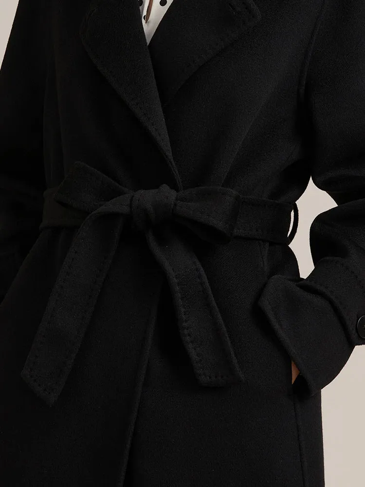 Black Double Face Cashmere Long Women Coat sold by Goelia product image thumbnail 4