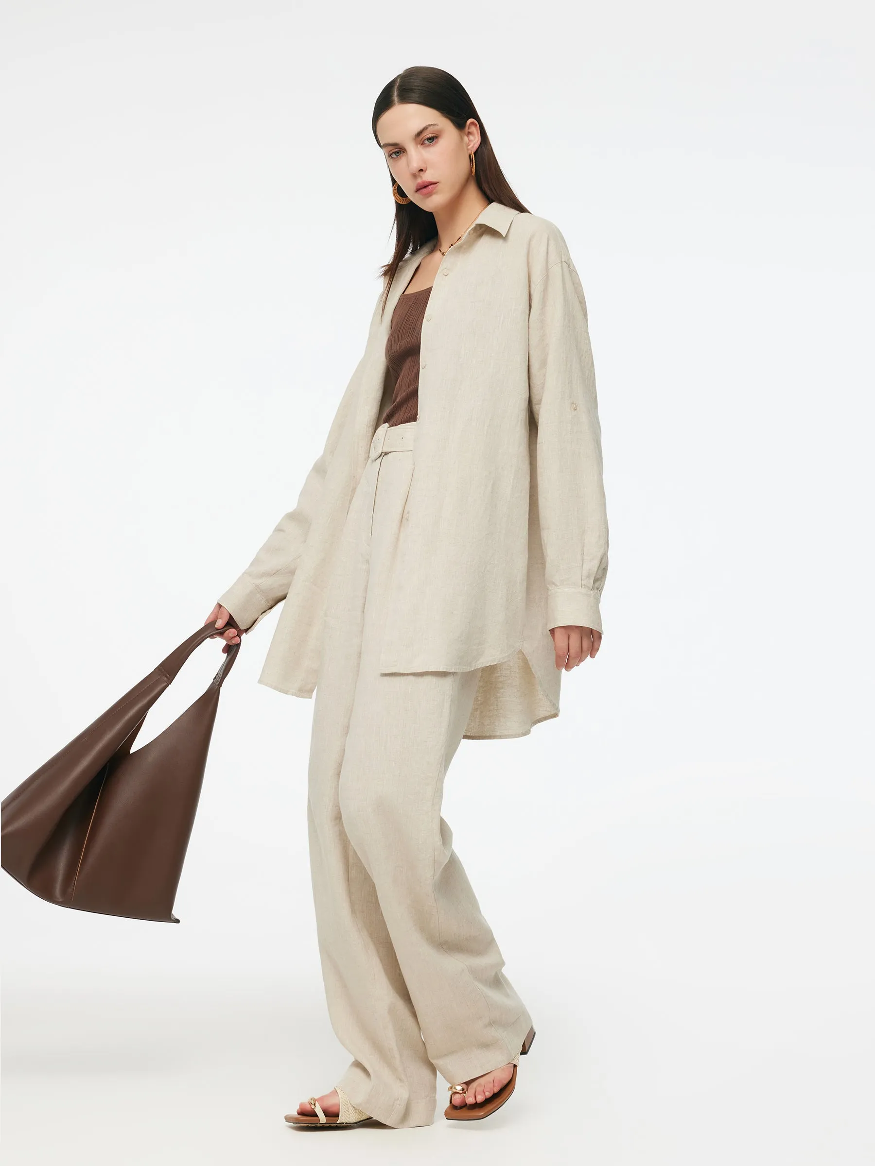 100% Linen Women Oversized Shirt sold by Goelia product image thumbnail 3