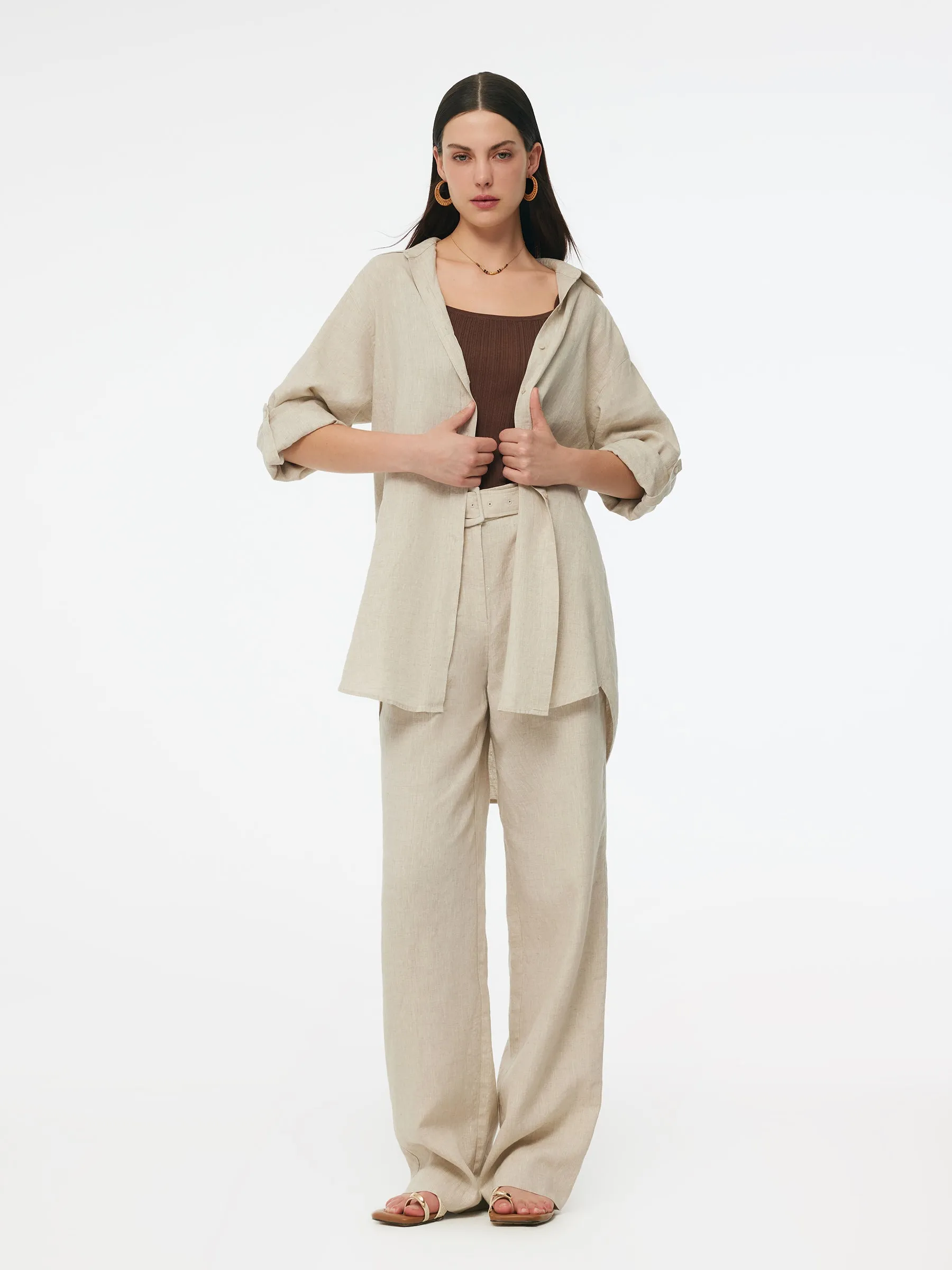 100% Linen Women Oversized Shirt sold by Goelia product image thumbnail 2