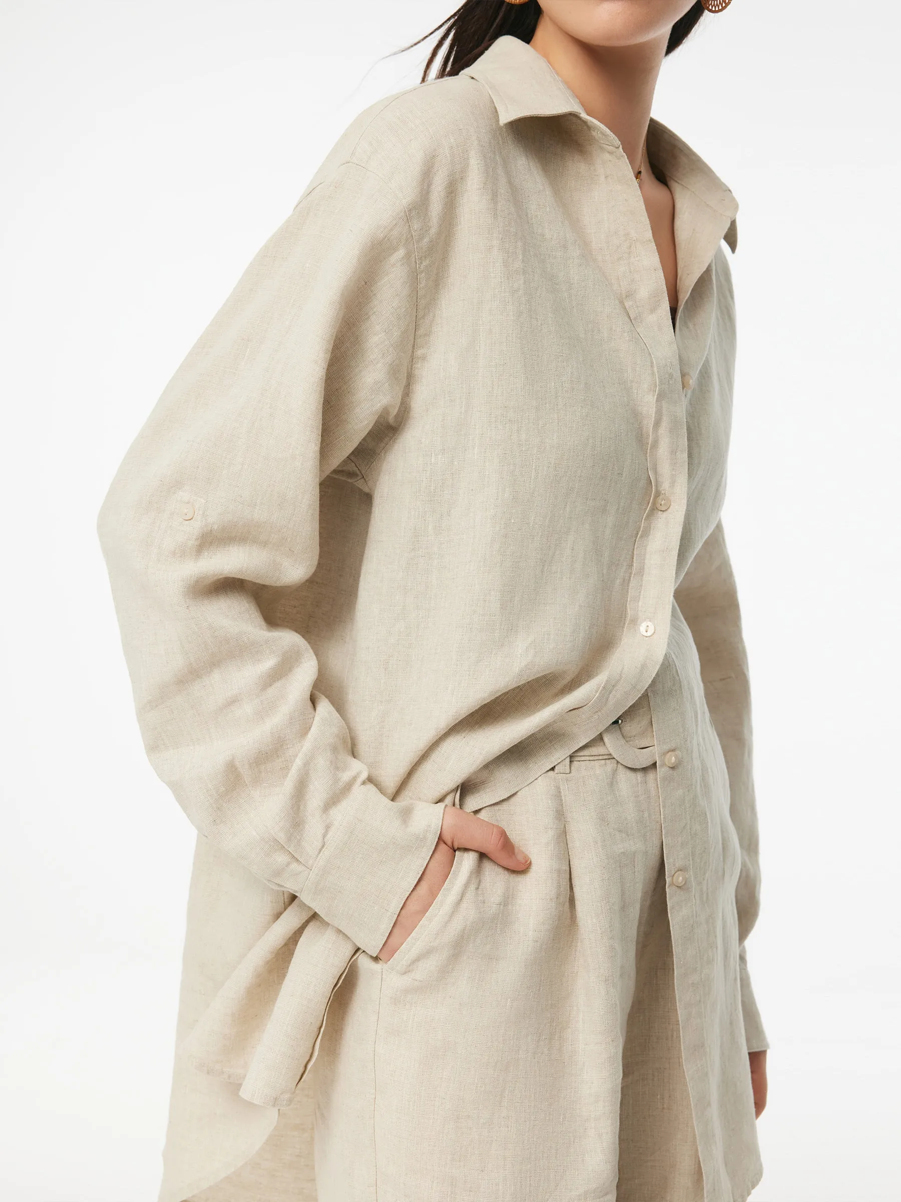 100% Linen Women Oversized Shirt sold by Goelia product image thumbnail 5