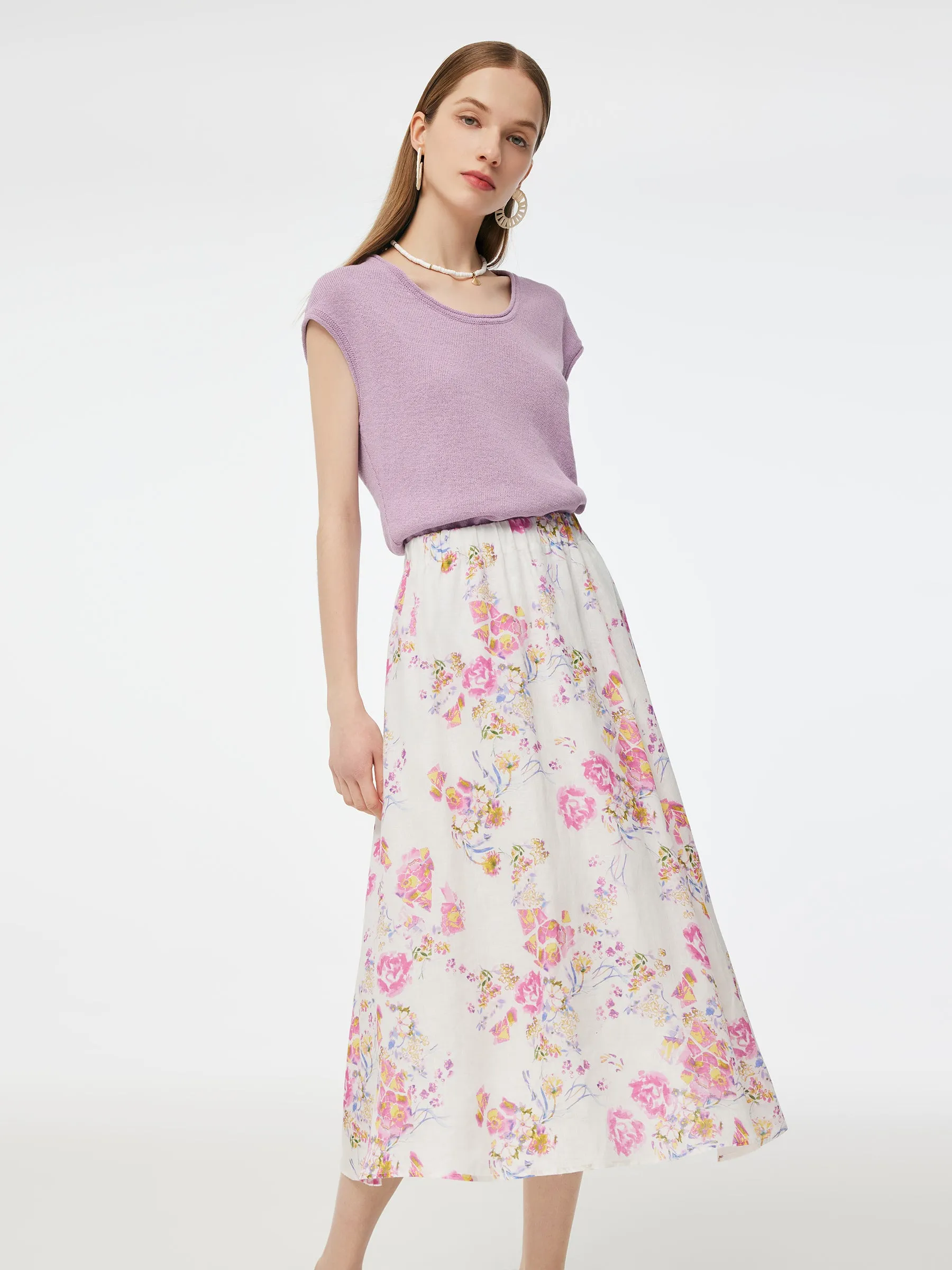 Linen Cotton Blend Asymmetric Hem Women Knit Top sold by Goelia product image thumbnail 4