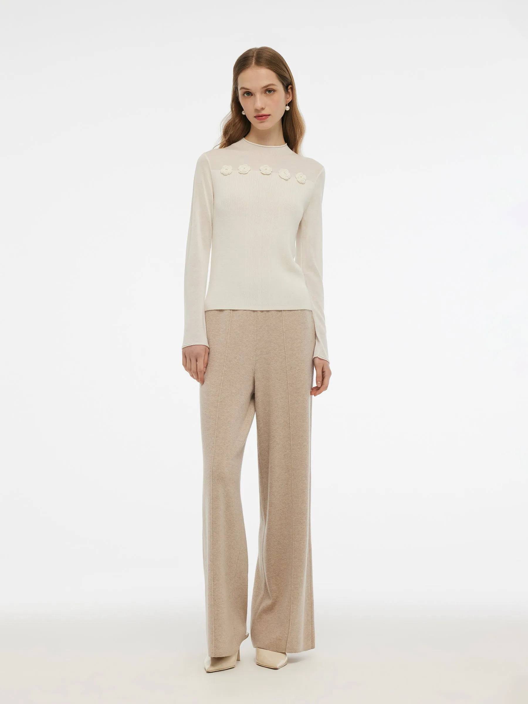 Tencel Wool Blend Women Flower Knit Top sold by Goelia product image thumbnail 5